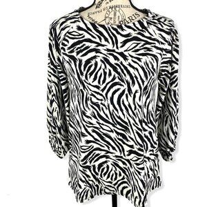 Halogen Geometric print puffed sleeves top